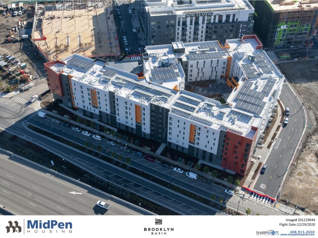 aerial of brooklyn basin