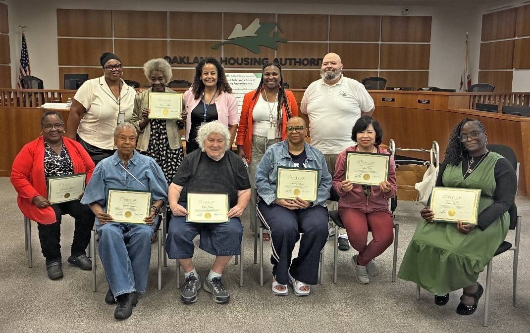 Members of the Oakland Housing Authority’s (OHA) Resident Advisory Board (RAB) received certificates for advance recognition of their leadership, dedication and commitment for fiscal year 2027.